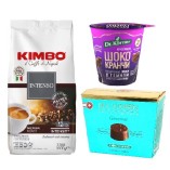 Зерновой кофе, шококранчи и конфеты с фисташкой